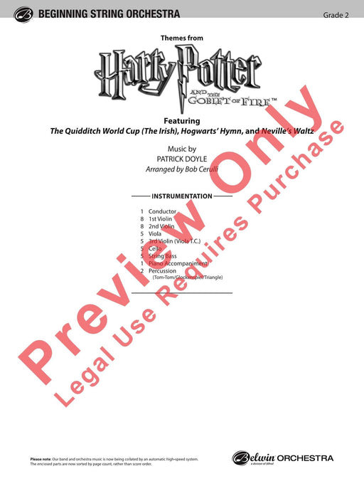 Harry Potter and the Goblet of Fire,™ Themes from Featuring: The Quidditch World Cup (The Irish) / Hogwarts' Hymn / Neville's Waltz 讚美歌 圓舞曲 總譜 | 小雅音樂 Hsiaoya Music