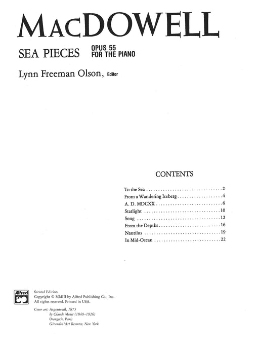 MacDowell: Sea Pieces, Opus 55 麥克道爾 小品 作品 | 小雅音樂 Hsiaoya Music