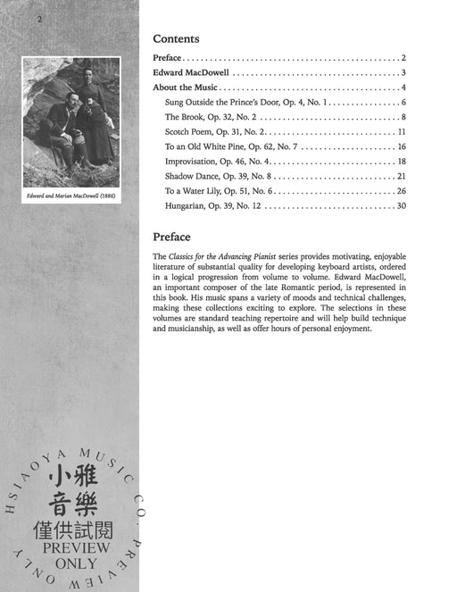 Classics for the Advancing Pianist: Edward MacDowell, Book 2 Late Intermediate to Early Advanced Repertoire 麥克道爾 | 小雅音樂 Hsiaoya Music