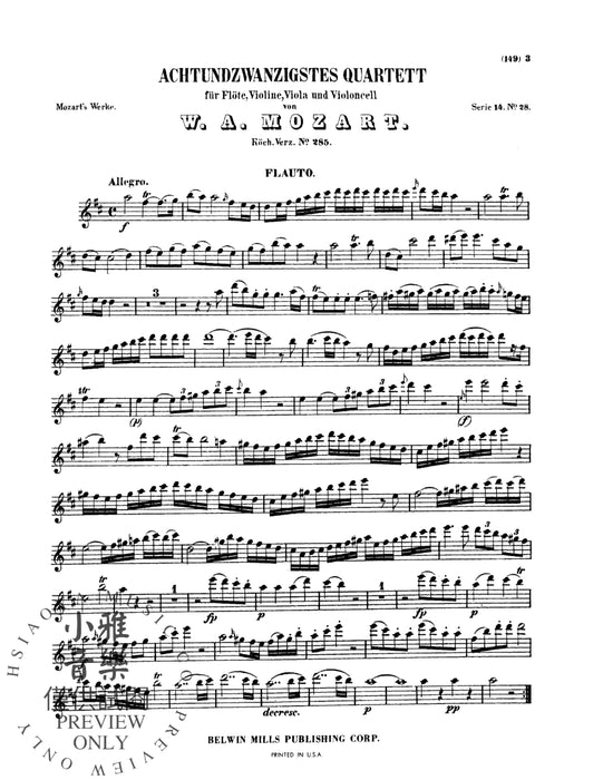 Three Quartets, K. 285, 298, 370 莫札特 四重奏 | 小雅音樂 Hsiaoya Music