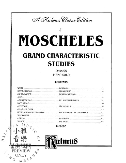Grand Characteristic Studies, Opus 95 莫謝萊斯 作品 | 小雅音樂 Hsiaoya Music