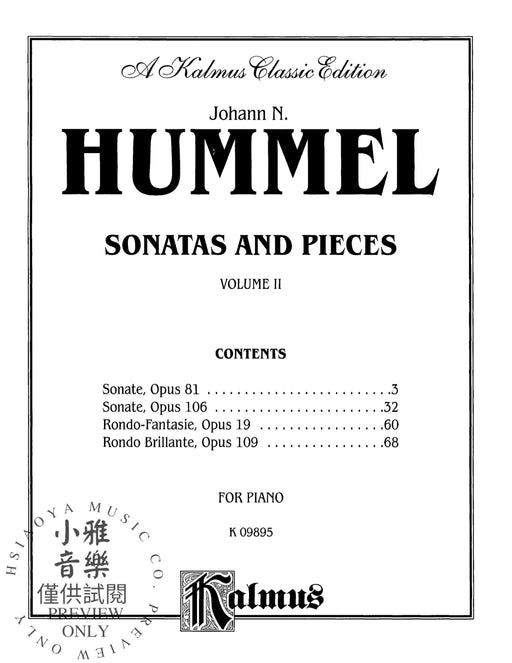 Sonatas and Pieces, Volume II 胡麥爾約翰 奏鳴曲 小品 | 小雅音樂 Hsiaoya Music