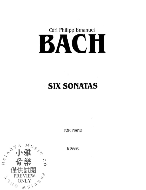 Six Sonatas 巴赫卡爾‧菲利普‧艾曼紐 奏鳴曲 | 小雅音樂 Hsiaoya Music