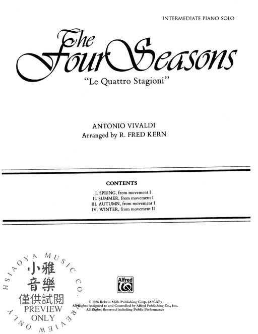 The Four Seasons ("Le Quattro Stagioni") 韋瓦第 四季 | 小雅音樂 Hsiaoya Music
