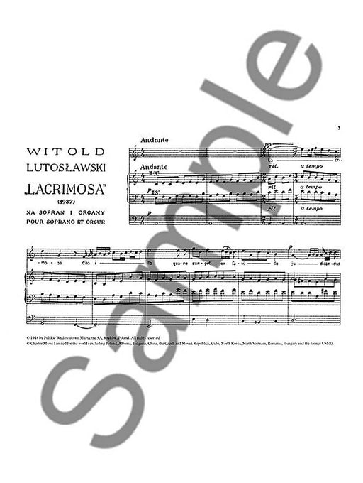 Lacrimosa for Soprano and Organ 管風琴 聲樂與器樂 波蘭版 | 小雅音樂 Hsiaoya Music
