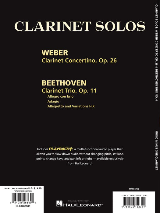 Weber - Concertino Op. 26 & Beethoven - Trio for Piano, Cello & Clarinet, Op. 11 Music Minus One Clarinet 韋伯卡爾 小協奏曲 三重奏 鋼琴 大提琴 豎笛 | 小雅音樂 Hsiaoya Music