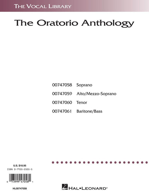 The Oratorio Anthology The Vocal Library Soprano 神劇 | 小雅音樂 Hsiaoya Music