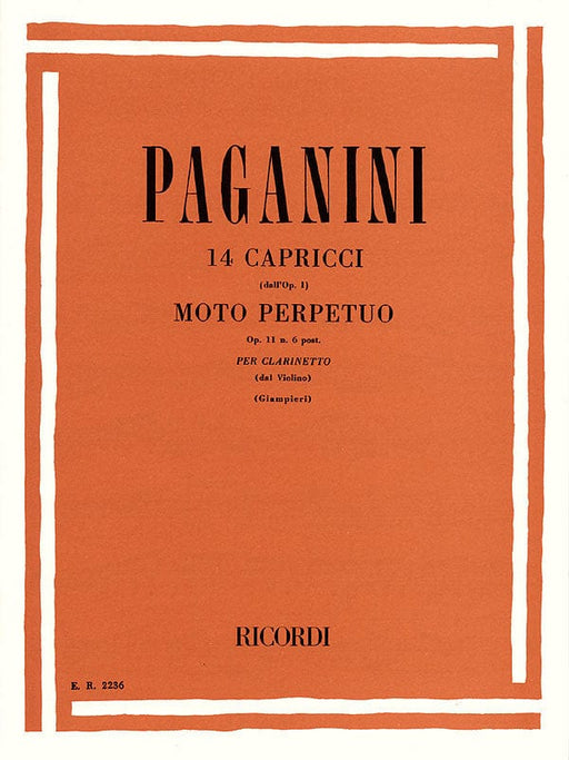 14 Capriccos, Op. 11, No. 6 (Moto Perpetuo) Clarinet and Piano 帕格尼尼 無窮動 豎笛(含鋼琴伴奏) | 小雅音樂 Hsiaoya Music