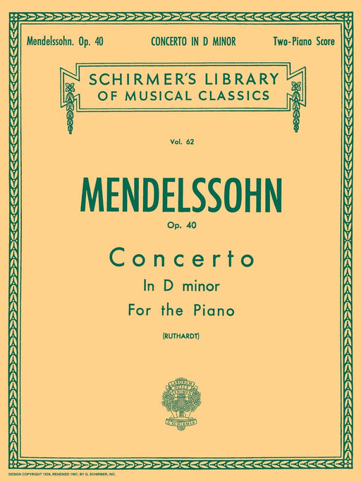 Concerto No. 2 in D Minor, Op. 40 Schirmer Library of Classics Volume 62 Piano Duet 協奏曲 四手聯彈 | 小雅音樂 Hsiaoya Music