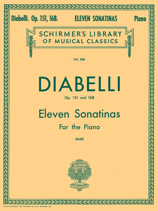 11 Sonatinas, Op. 151 and 168 Schirmer Library of Classics Volume 266 Piano Solo 迪亞貝里 小奏鳴曲 鋼琴 獨奏 | 小雅音樂 Hsiaoya Music