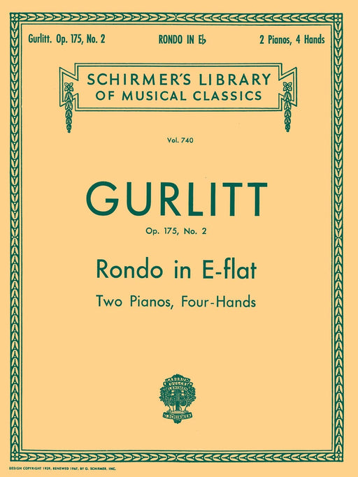 Rondo in Eb, Op. 175, No. 2 (set) Schirmer Library of Classics Volume 740 Piano Duet 顧利特柯內流斯 迴旋曲 四手聯彈 | 小雅音樂 Hsiaoya Music