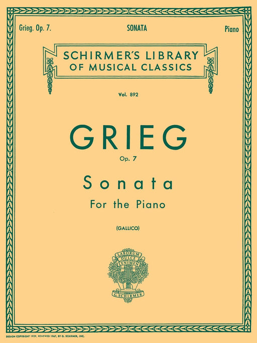 Sonata, Op. 7 Schirmer Library of Classics Volume 892 Piano Solo 葛利格 奏鳴曲 鋼琴 獨奏 | 小雅音樂 Hsiaoya Music