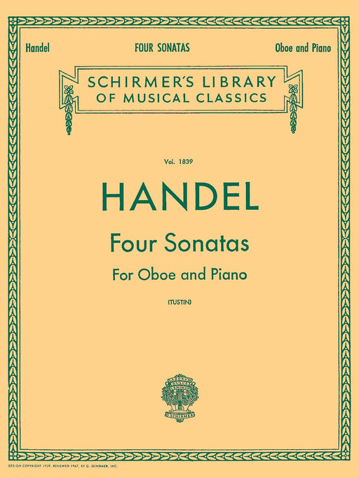 Four Sonatas Schirmer Library of Classics Volume 1839 Oboe & Piano 韓德爾 奏鳴曲 雙簧管 鋼琴 | 小雅音樂 Hsiaoya Music
