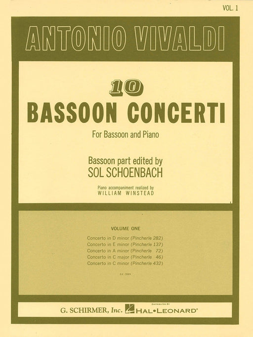 10 Bassoon Concerti, Vol. 1 Bassoon with Piano Accompaniment 韋瓦第 低音管 鋼琴 伴奏 | 小雅音樂 Hsiaoya Music