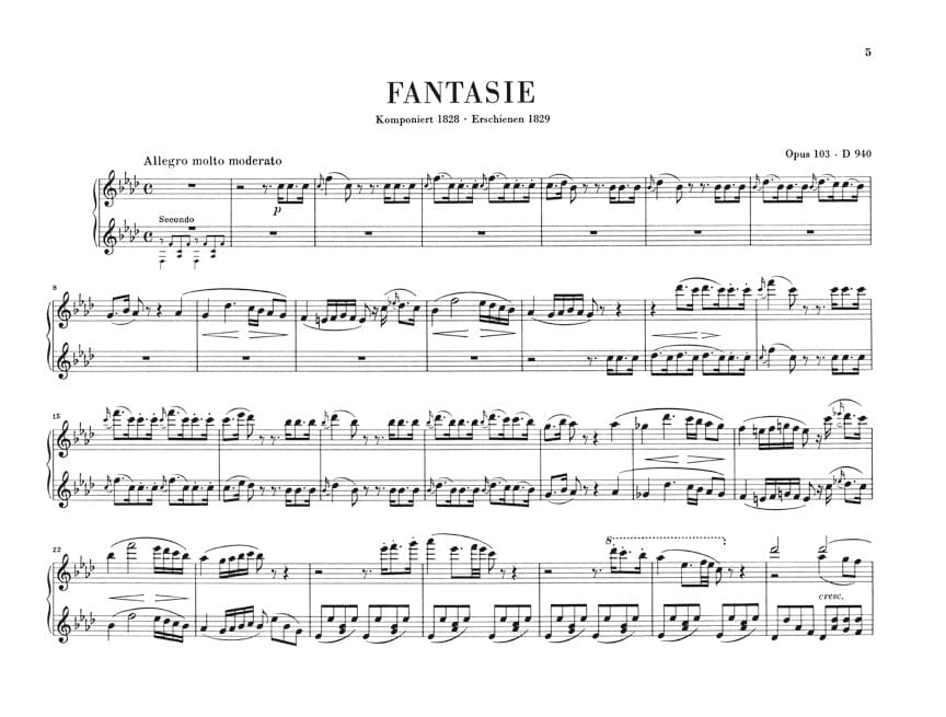 Fantasy in F Minor Op. 103 D 940 1 Piano, 4 Hands 舒伯特 幻想曲 鋼琴 4手聯彈(含以上)(含以上) 亨乐版 | 小雅音樂 Hsiaoya Music