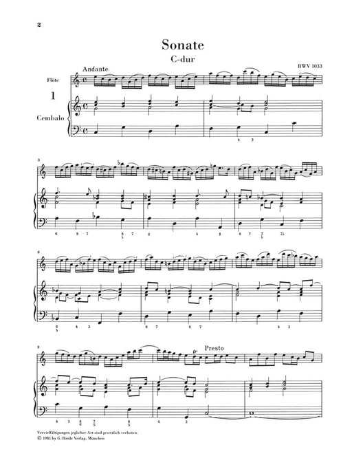 Flute Sonatas - Volume 2 Three Sonatas attributed to J.S. Bach - with Violoncello Part 巴赫‧約翰瑟巴斯提安 長笛 大提琴 奏鳴曲 亨乐版 | 小雅音樂 Hsiaoya Music