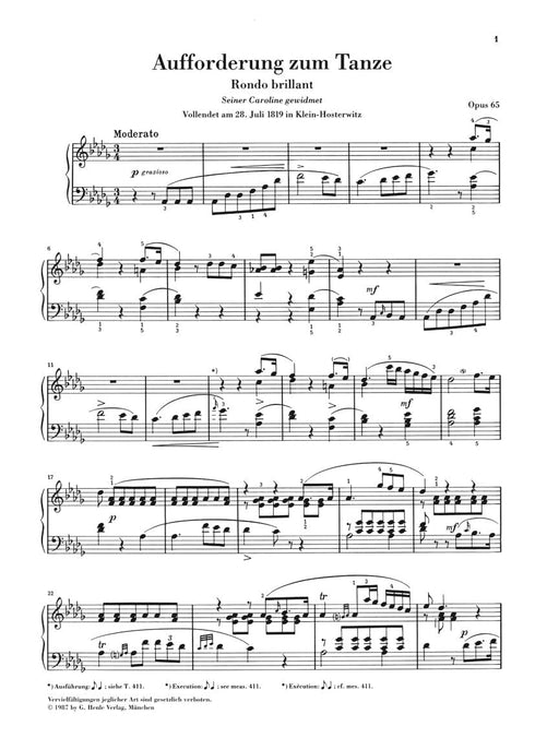 Invitation to the Dance D Flat Major Op. 65 Piano Solo 韋伯卡爾 舞曲 鋼琴 亨乐版 | 小雅音樂 Hsiaoya Music