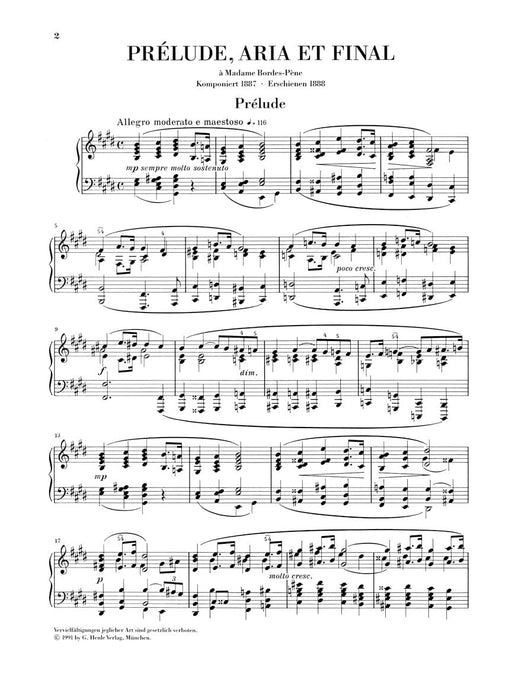 Prélude Aria et Final Piano Solo 法朗克‧賽札爾 詠唱調 鋼琴 詠嘆調 亨乐版 | 小雅音樂 Hsiaoya Music