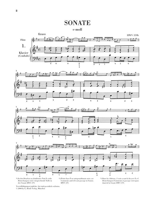 Flute Sonatas - Volume 1 for Flute & Basso Continuo 韓德爾 長笛奏鳴曲 長笛(含鋼琴伴奏) 亨乐版 | 小雅音樂 Hsiaoya Music