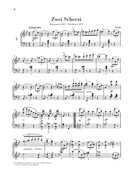 2 Scherzi B Flat Major and D Flat Major D 593 Piano Solo 舒伯特 鋼琴 亨乐版 | 小雅音樂 Hsiaoya Music