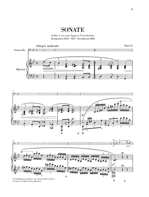 Sonata for Violoncello and Piano G minor Op. 65 蕭邦 奏鳴曲 大提琴(含鋼琴伴奏) 亨乐版 | 小雅音樂 Hsiaoya Music