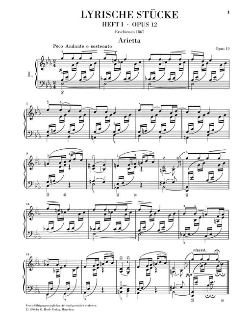 Lyric Pieces, Volume I Op. 12 Piano Solo 葛利格 抒情鋼琴小品(一) 亨乐版 | 小雅音樂 Hsiaoya Music