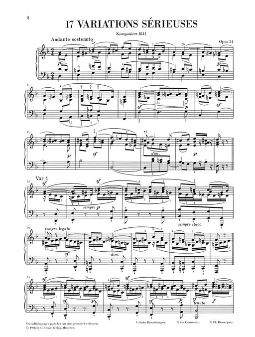 Variations Sérieuses, Op. 54 Piano Solo 孟德爾頌‧菲利克斯 變奏曲 鋼琴 亨乐版 | 小雅音樂 Hsiaoya Music