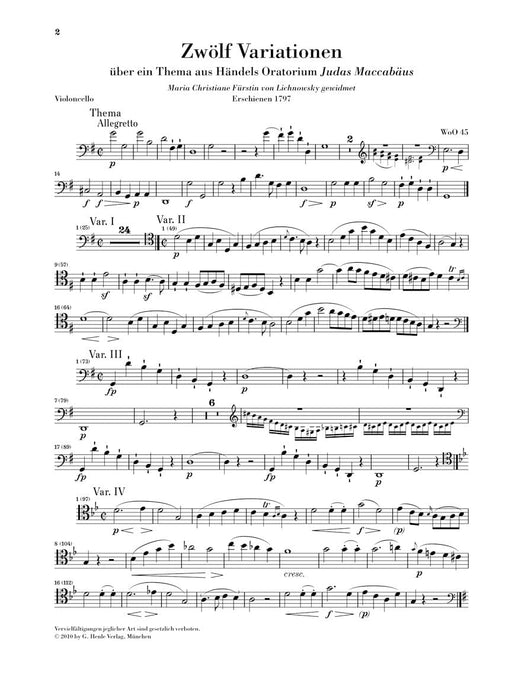 Variations for Piano and Violoncello 貝多芬 變奏曲 大提琴(含鋼琴伴奏) 亨乐版 | 小雅音樂 Hsiaoya Music