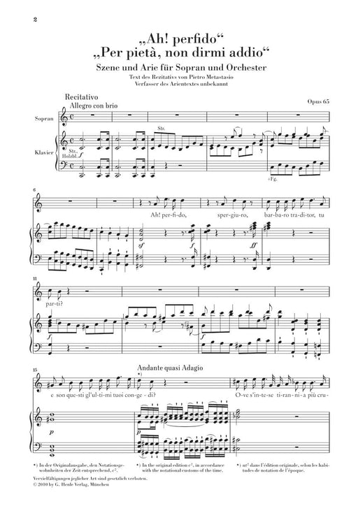 Ah! Perfido Op. 65 Soprano and Orchestra Soprano and Piano Reduction 貝多芬 管弦樂團 鋼琴 聲樂 亨乐版 | 小雅音樂 Hsiaoya Music