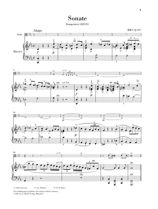 Sonata in C Minor Viola and Piano 孟德爾頌‧菲利克斯 奏鳴曲 中提琴(含鋼琴伴奏) 亨乐版 | 小雅音樂 Hsiaoya Music