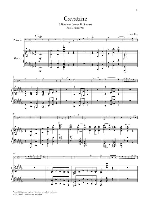 Cavatine, Op. 144 Trombone and Piano 聖桑斯 抒情短歌 長號(含鋼琴伴奏) 亨乐版 | 小雅音樂 Hsiaoya Music