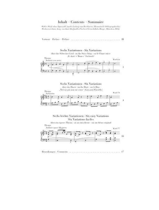 3 Variation Sets: WoO 70, 64, 77 Piano Solo 貝多芬 變奏曲 鋼琴 亨乐版 | 小雅音樂 Hsiaoya Music
