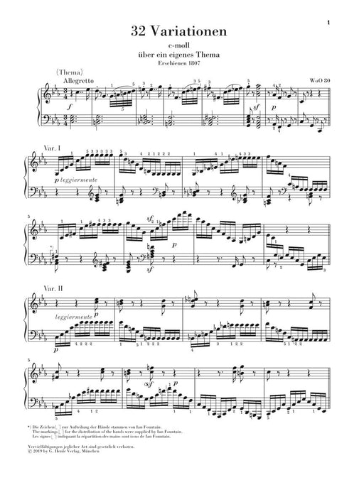 32 Variations in C minor, WoO 80 Piano Solo 貝多芬 變奏曲 鋼琴 亨乐版 | 小雅音樂 Hsiaoya Music