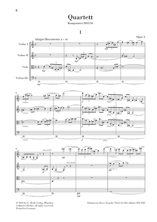 String Quartet Op. 3 Study Score 弦樂四重奏 總譜 亨乐版 | 小雅音樂 Hsiaoya Music