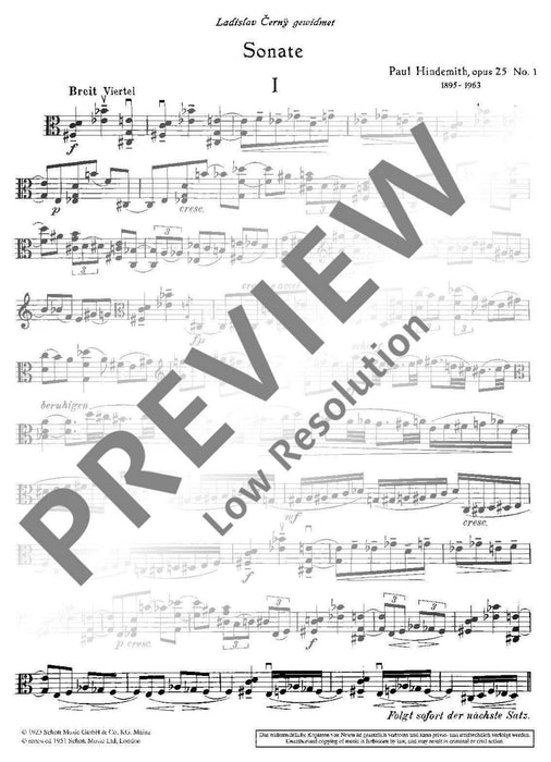 Viola Sonata op. 25/1 für Bratsche allein 辛德密特 中提琴奏鳴曲 中提琴獨奏 朔特版 | 小雅音樂 Hsiaoya Music