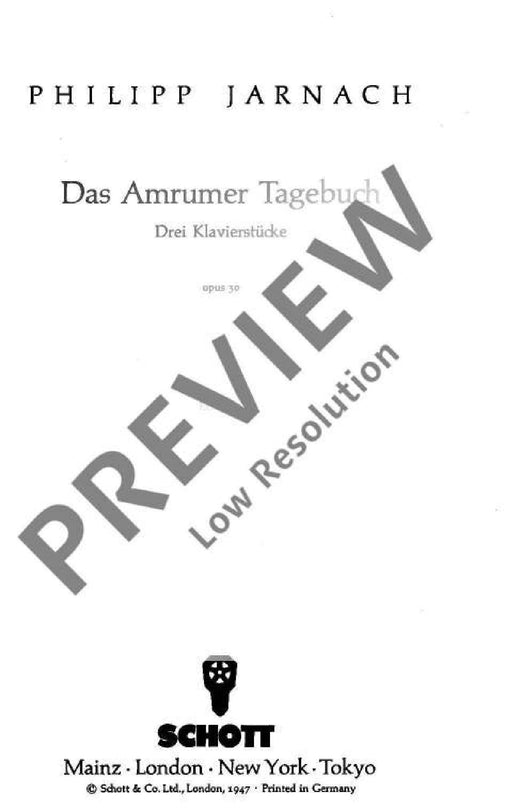 Das Amrumer Tagebuch op. 30 3 Piano pieces 雅爾納赫 鋼琴小品 鋼琴獨奏 朔特版 | 小雅音樂 Hsiaoya Music