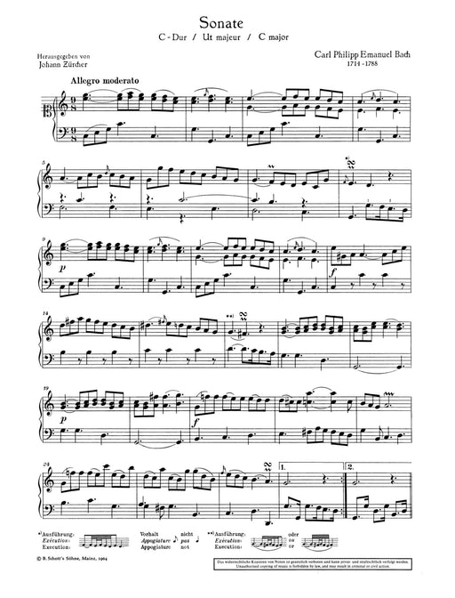 Three easy sonatas 巴赫卡爾‧菲利普‧艾曼紐 奏鳴曲 鋼琴獨奏 朔特版 | 小雅音樂 Hsiaoya Music