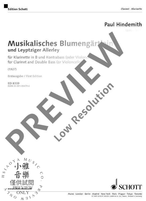Musikalisches Blumengärtlein und Leyptziger Allerley 辛德密特 混和二重奏 朔特版 | 小雅音樂 Hsiaoya Music
