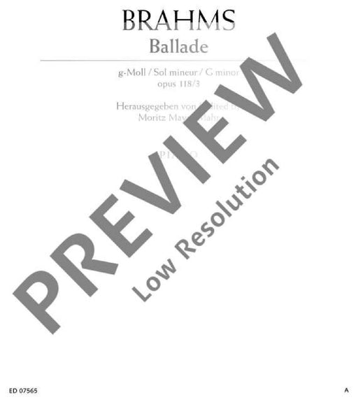 Ballade G minor op. 118/3 布拉姆斯 敘事曲小調 鋼琴獨奏 朔特版 | 小雅音樂 Hsiaoya Music