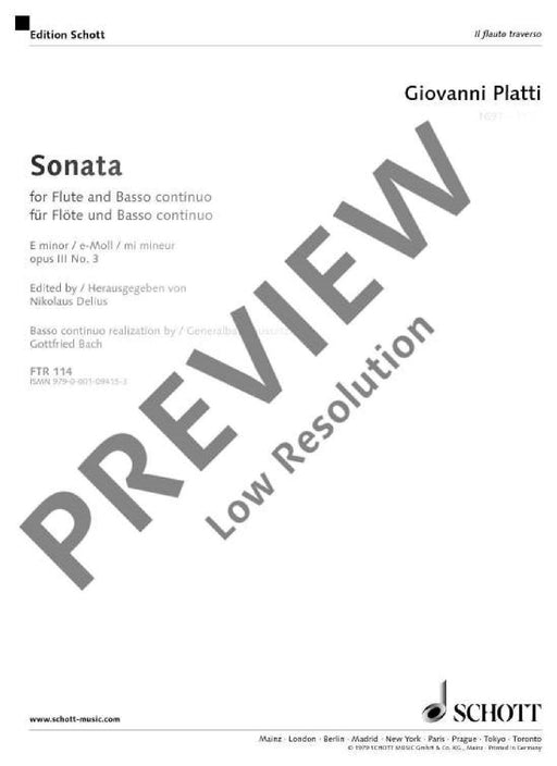 Sonata E minor op. 3/3 普拉第 奏鳴曲小調 長笛加鋼琴 朔特版 | 小雅音樂 Hsiaoya Music