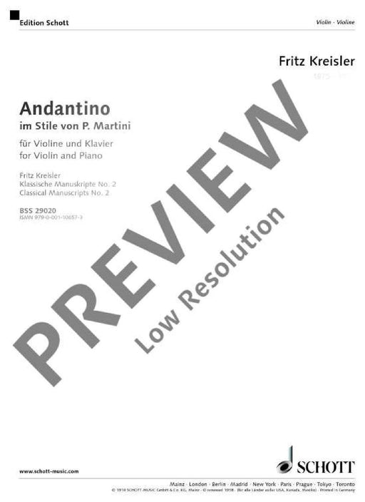 Andantino im Stile von P. Martini 克萊斯勒 小行板 小提琴加鋼琴 朔特版 | 小雅音樂 Hsiaoya Music