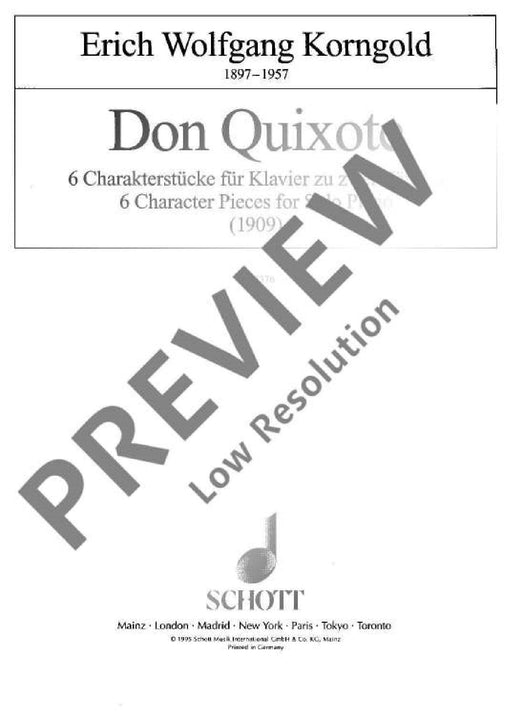 Don Quixote Six Character Pieces 康戈爾德 唐吉訶德 特性曲 鋼琴獨奏 朔特版 | 小雅音樂 Hsiaoya Music