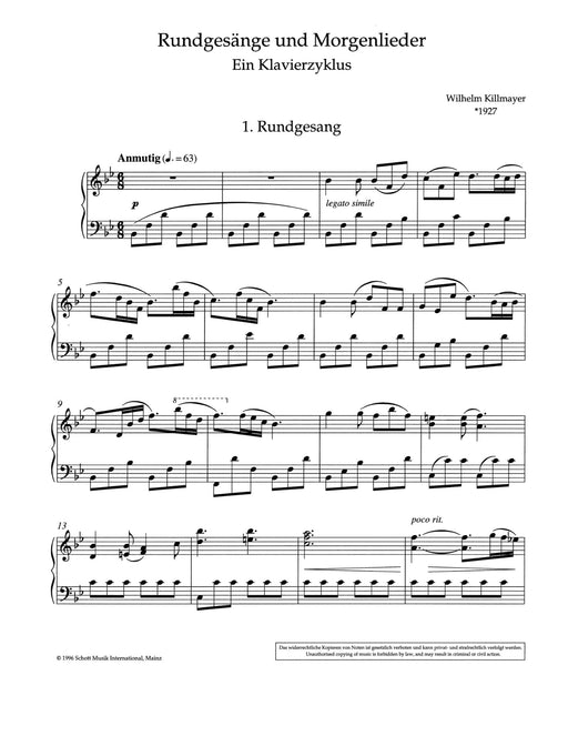 Rundgesänge und Morgenlieder Ein Klavierzyklus 鋼琴獨奏 朔特版 | 小雅音樂 Hsiaoya Music