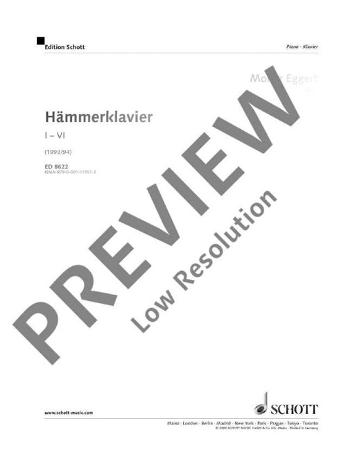 Hämmerklavier Part I-VI 艾格特摩利茲 鋼琴獨奏 朔特版 | 小雅音樂 Hsiaoya Music