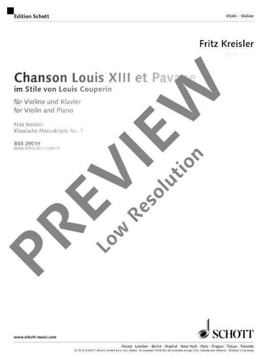 Chanson Louis XIII. et Pavane im Stile von Louis Couperin 克萊斯勒 帕凡 小提琴加鋼琴 朔特版 | 小雅音樂 Hsiaoya Music