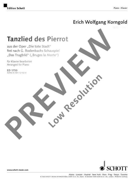 Tanzlied des Pierrot op. 12 from the opera Die tote Stadt 康戈爾德 歌劇 鋼琴獨奏 朔特版 | 小雅音樂 Hsiaoya Music