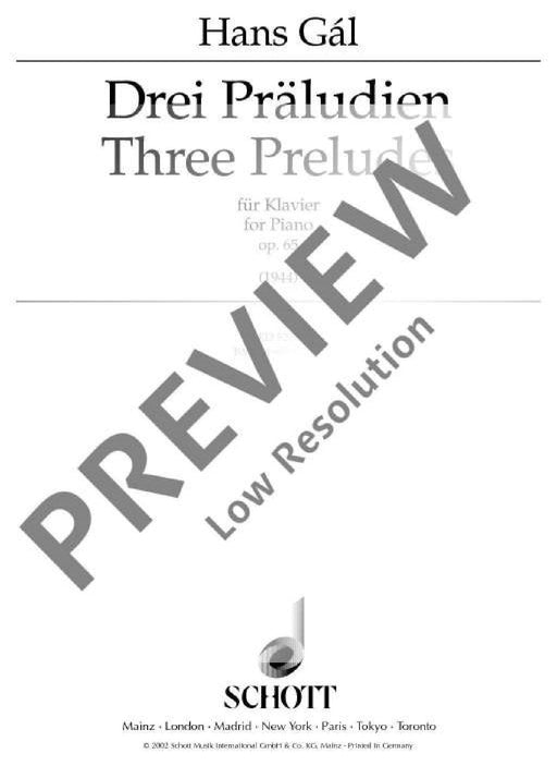 Three Preludes op. 65 加爾 前奏曲 鋼琴獨奏 朔特版 | 小雅音樂 Hsiaoya Music