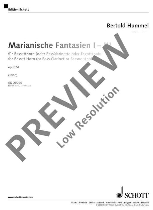 Marianische Fantasien I - III op. 87d 胡麥爾．貝托爾德 幻想曲 豎笛獨奏 朔特版 | 小雅音樂 Hsiaoya Music