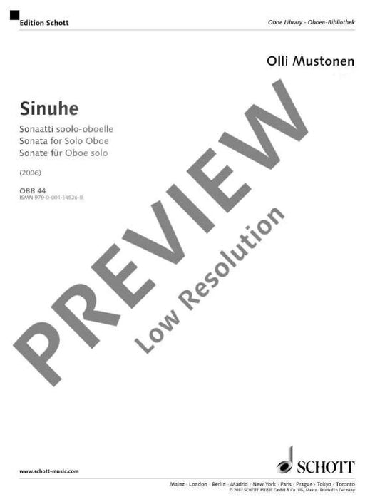Sinuhe Sonata for Oboe 奏鳴曲雙簧管 雙簧管獨奏 朔特版 | 小雅音樂 Hsiaoya Music