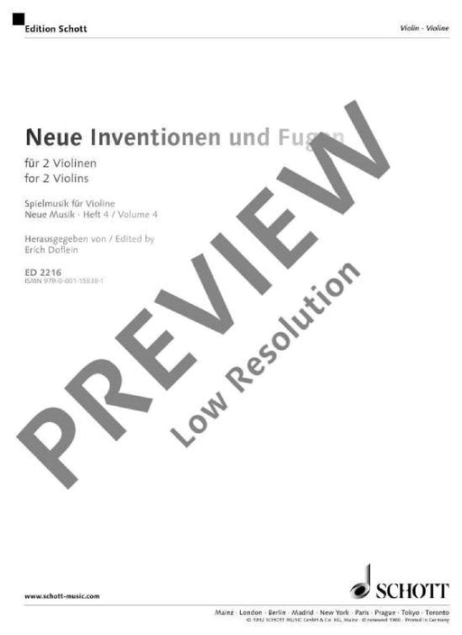 Neue Inventionen und Fugen Heft IV Neue Musik 創意曲 雙小提琴 朔特版 | 小雅音樂 Hsiaoya Music